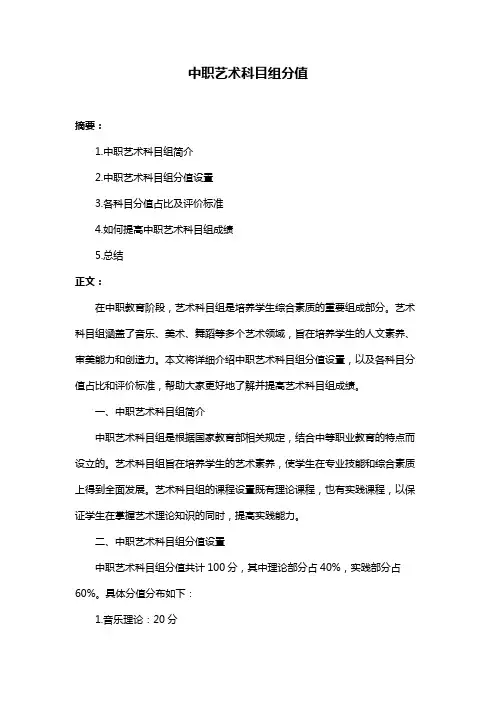中职艺术科目组分值