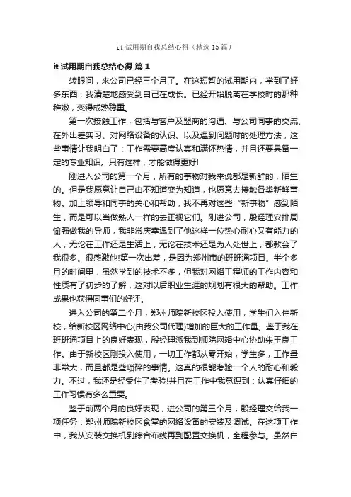 it试用期自我总结心得（精选15篇）