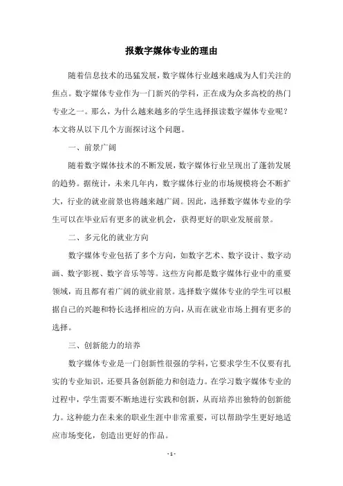 报数字媒体专业的理由