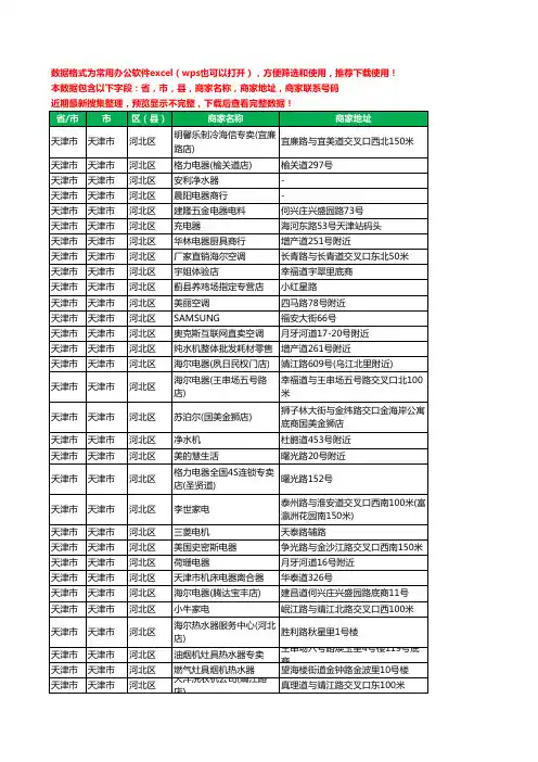 2020新版天津市天津市河北区家用电器工商企业公司商家名录名单联系电话号码地址大全80家