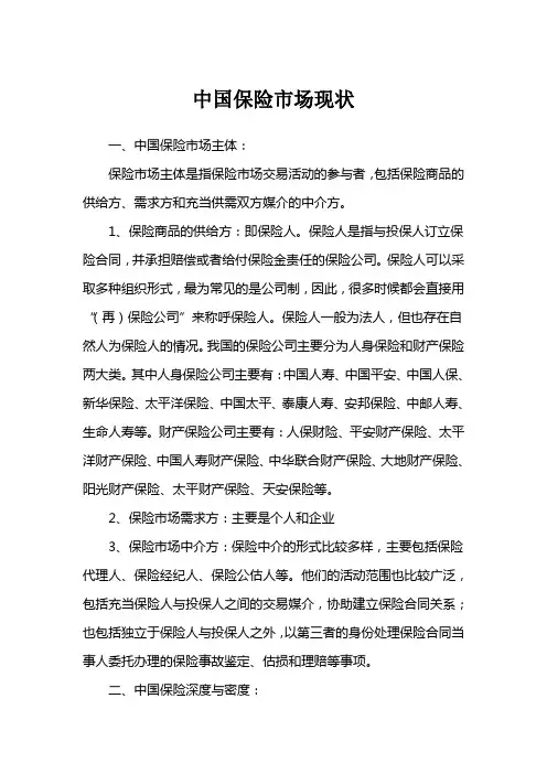中国保险市场现状