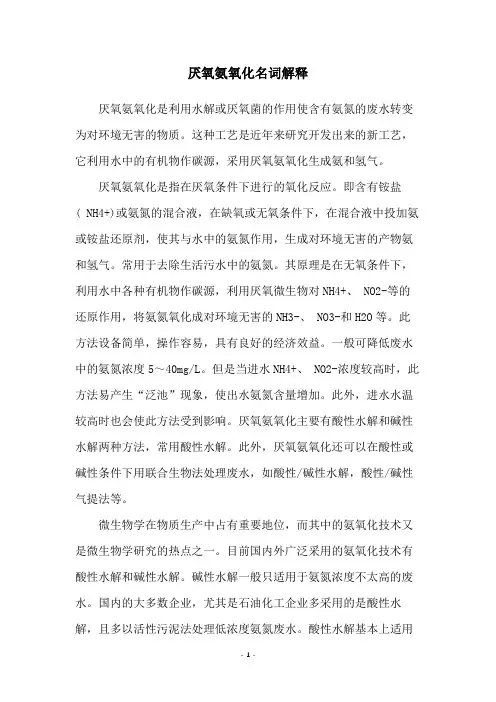 厌氧氨氧化名词解释