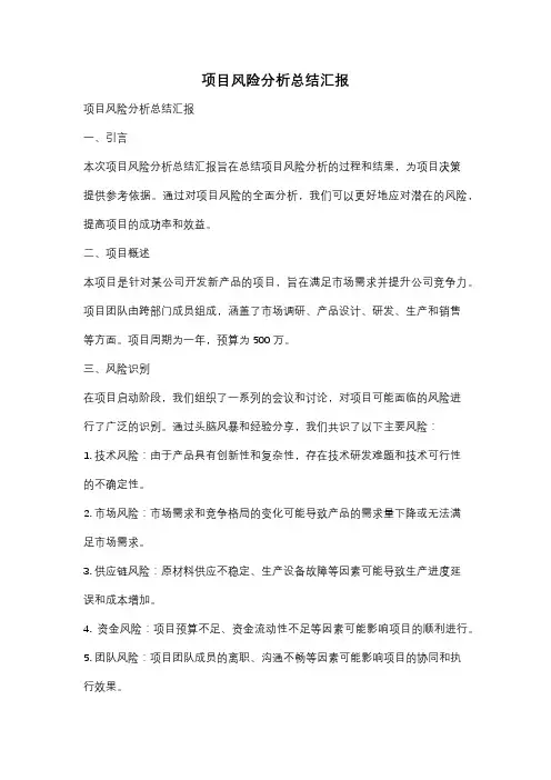 项目风险分析总结汇报