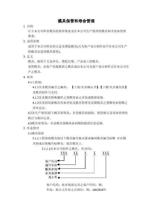 模具保管和寿命管理