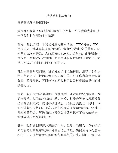 清洁乡村情况汇报
