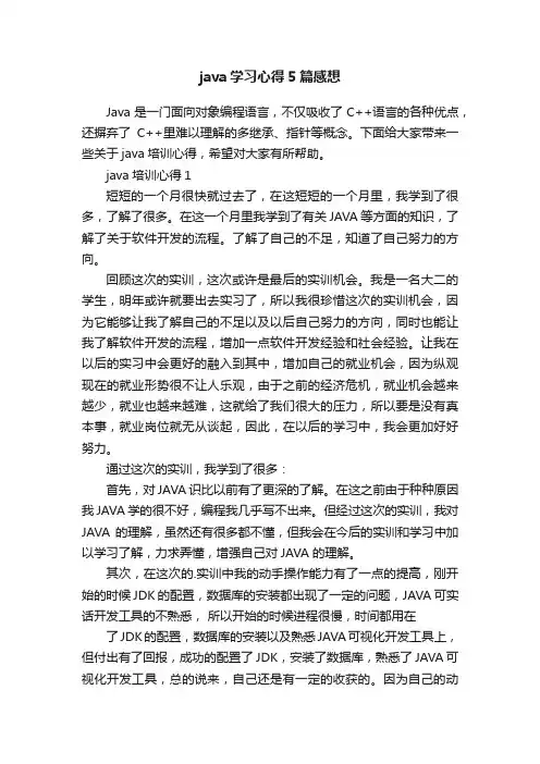 java学习心得5篇感想