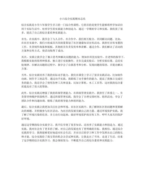 小六综合实践期末总结