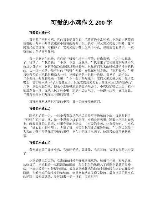 可爱的小鸡作文200字