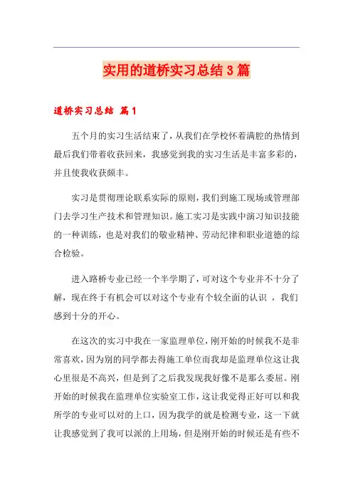实用的道桥实习总结3篇