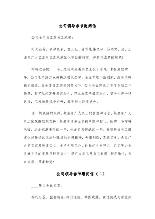 公司领导春节慰问信(四篇)