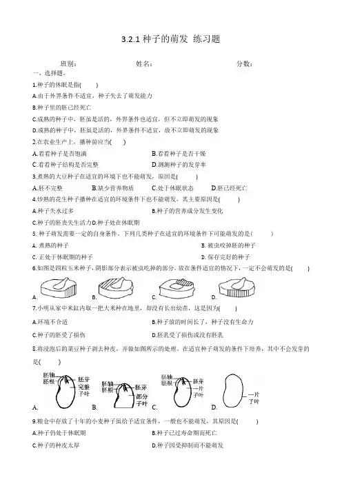 种子的萌发 练习题