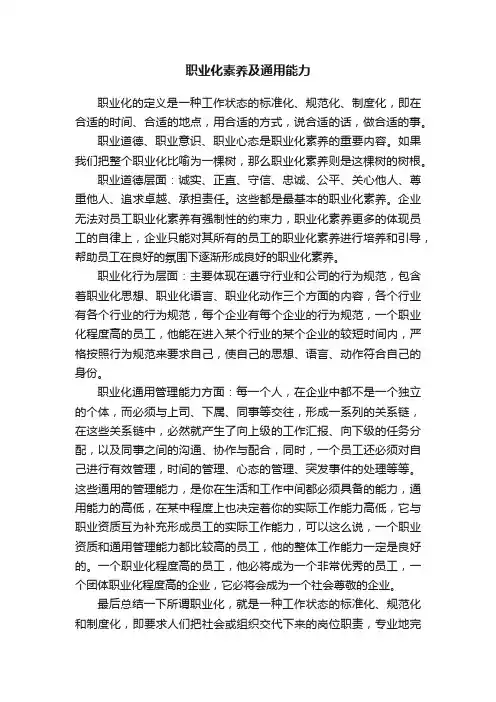 职业化素养及通用能力