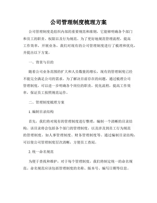 公司管理制度梳理方案