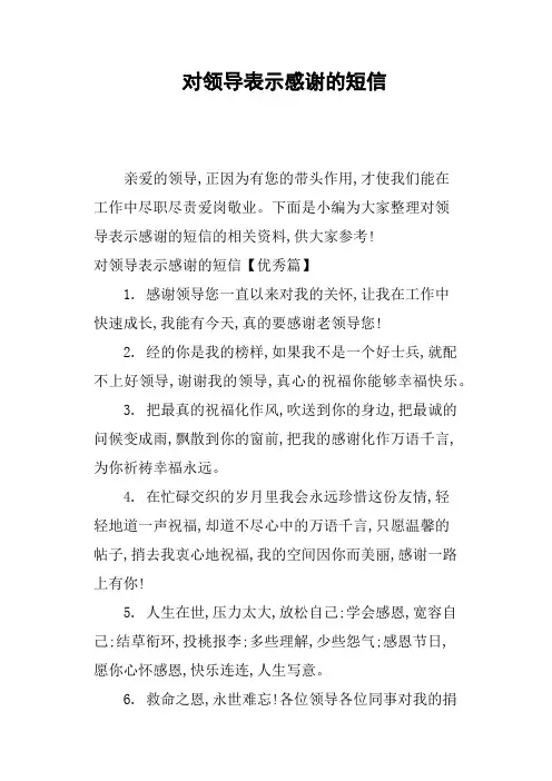 对领导表示感谢的短信
