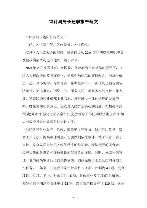 审计局局长述职报告范文