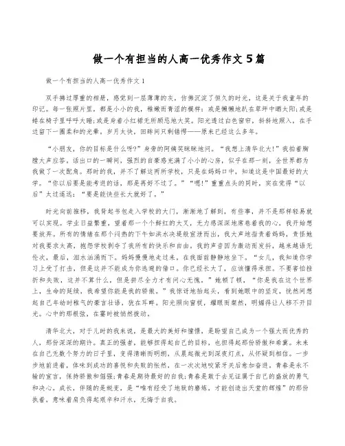 做一个有担当的人高一优秀作文5篇