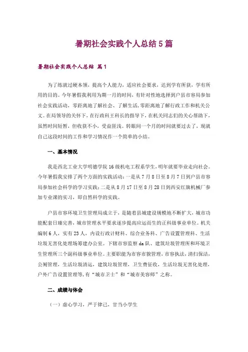 暑期社会实践个人总结5篇