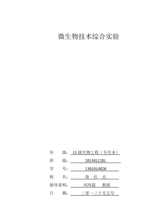 枯草芽孢杆菌实验报告解析