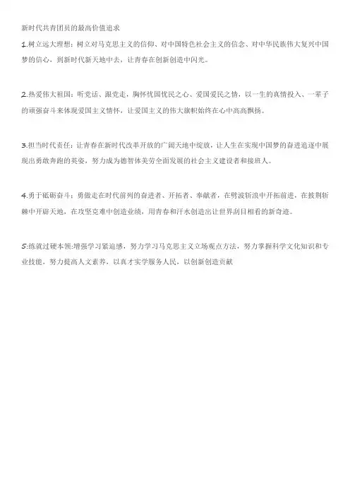 新时代共青团员的最高价值追求