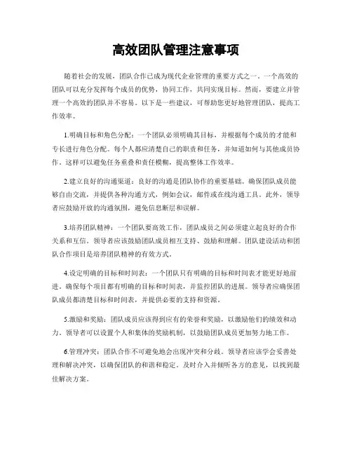 高效团队管理注意事项