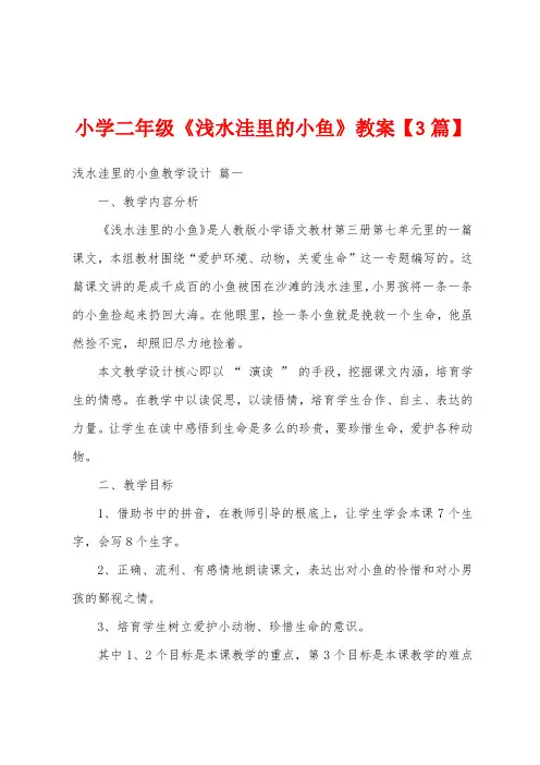 小学二年级《浅水洼里的小鱼》教案