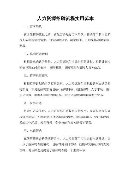 人力资源招聘流程实用范本