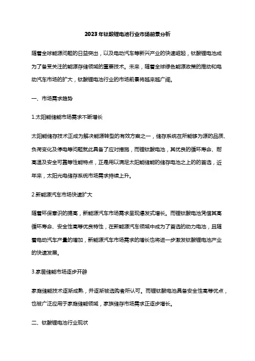 2023年钛酸锂电池行业市场前景分析