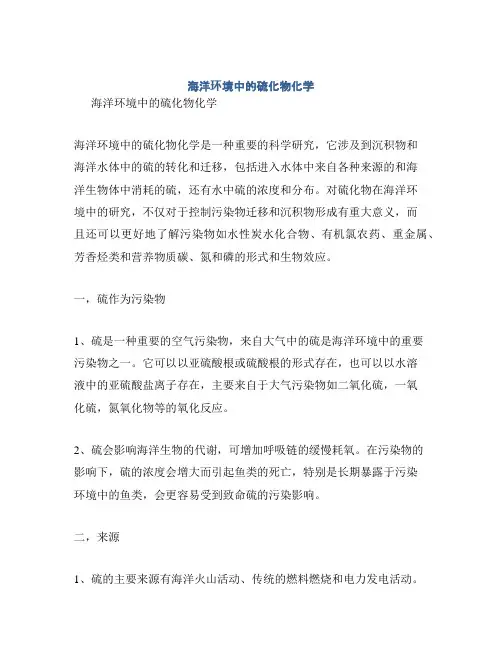 海洋环境中的硫化物化学