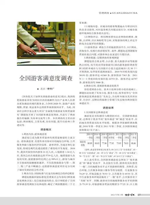 全国游客满意度调查