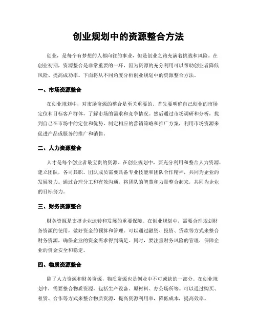创业规划中的资源整合方法