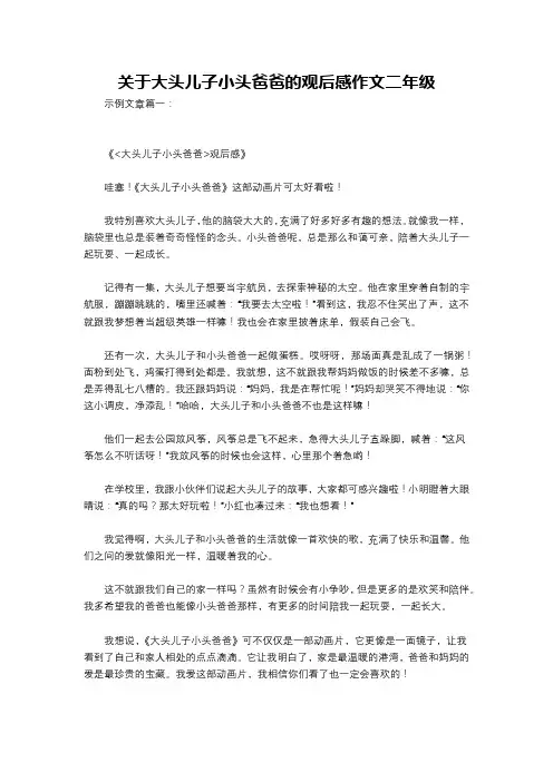 关于大头儿子小头爸爸的观后感作文二年级