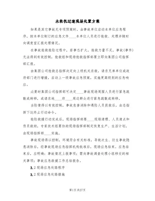 水轮机过速现场处置方案(四篇)