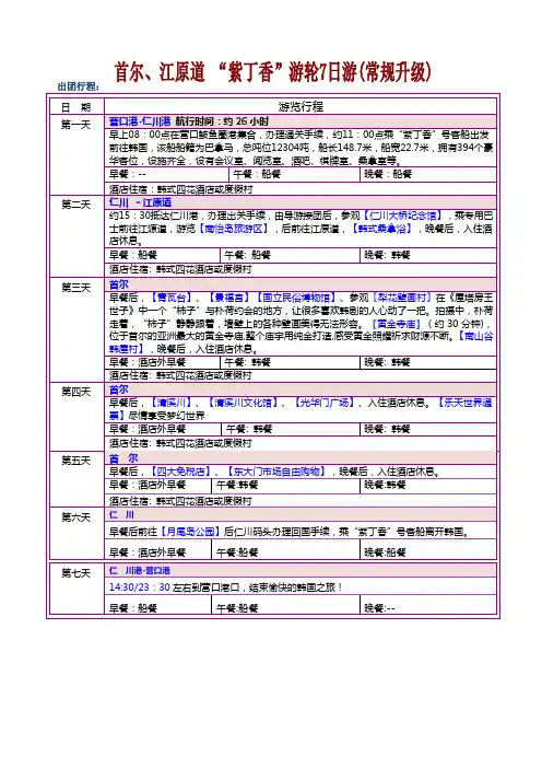 首尔江原道紫丁香游轮7日游(营口起止游轮)
