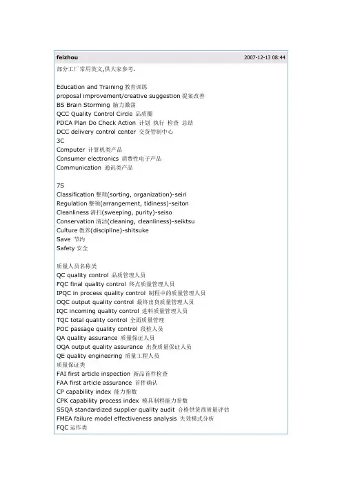 工厂常用英文.