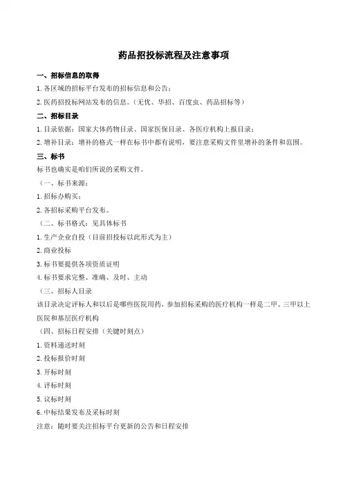 药品招投标流程及注意事项
