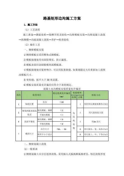 路基矩形边沟施工方案