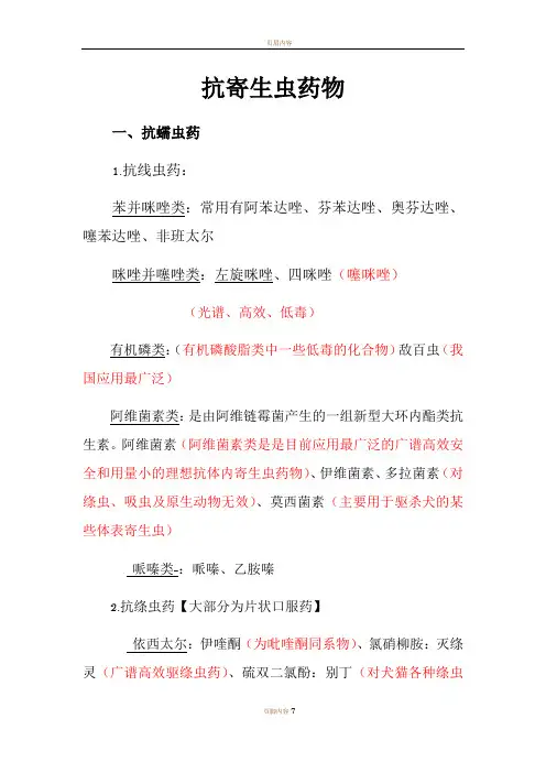 抗寄生虫药物