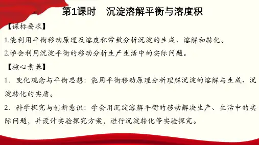 沉淀溶解平衡的应用高二化学鲁科版2019选择性必修1