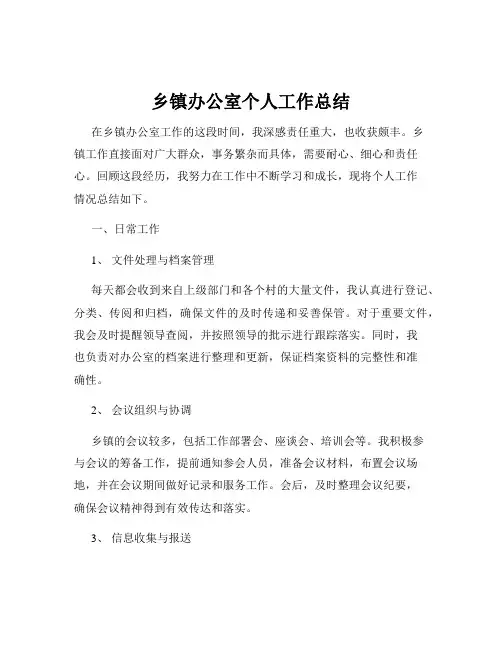 乡镇办公室个人工作总结