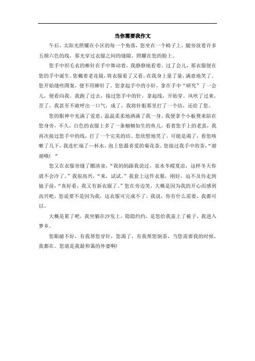 当你需要我作文