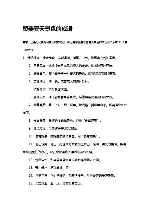 赞美夏天景色的成语