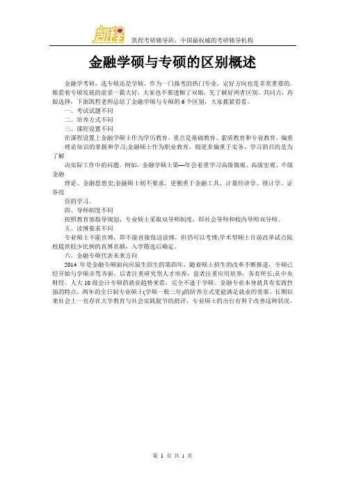 金融学硕与专硕的区别概述
