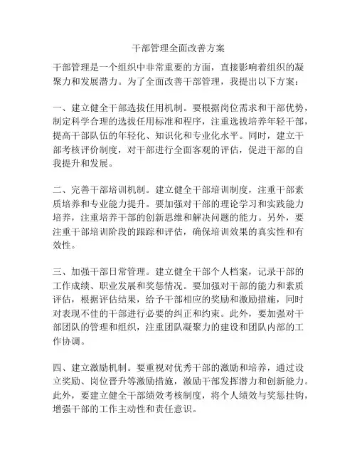 干部管理全面改善方案