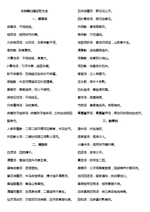 【5P】方剂顺口溜记忆大全