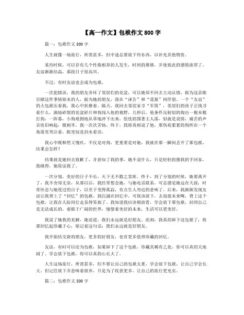 【高一作文】包袱作文800字