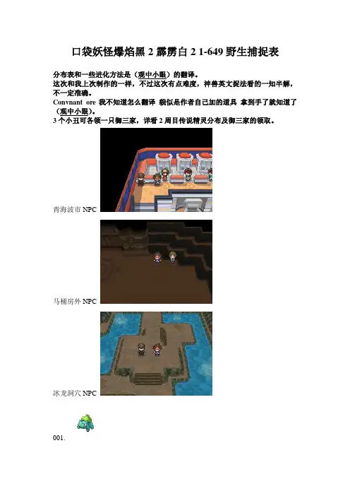 口袋妖怪爆焰黑2霹雳白2 1-649野生捕捉表