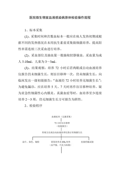 医院微生物室血液感染病原体检验操作规程