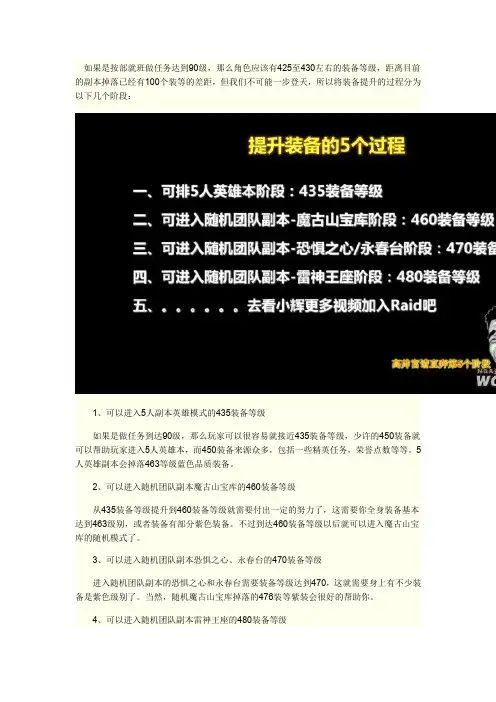 魔兽世界快速提高装备等级秘籍