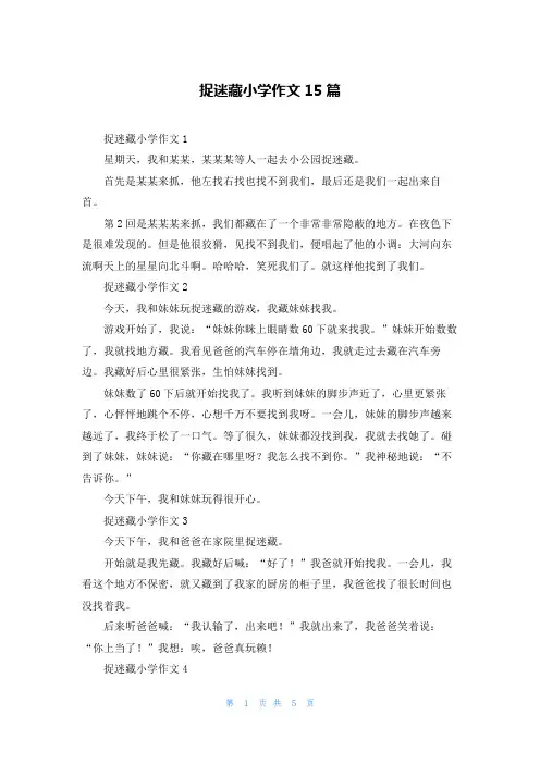 捉迷藏小学作文15篇
