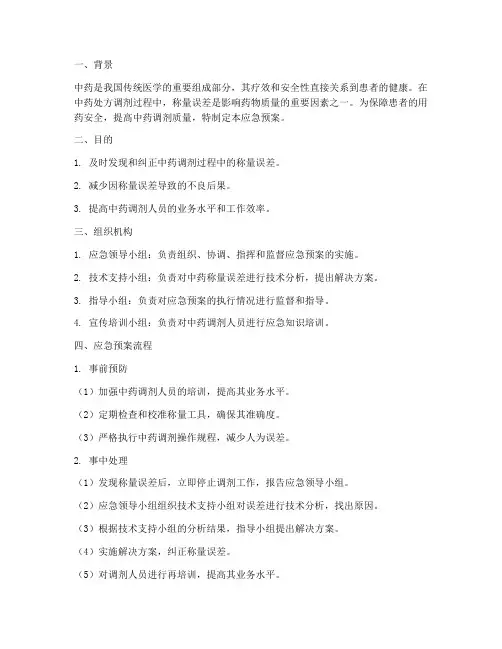 中药称量误差应急预案